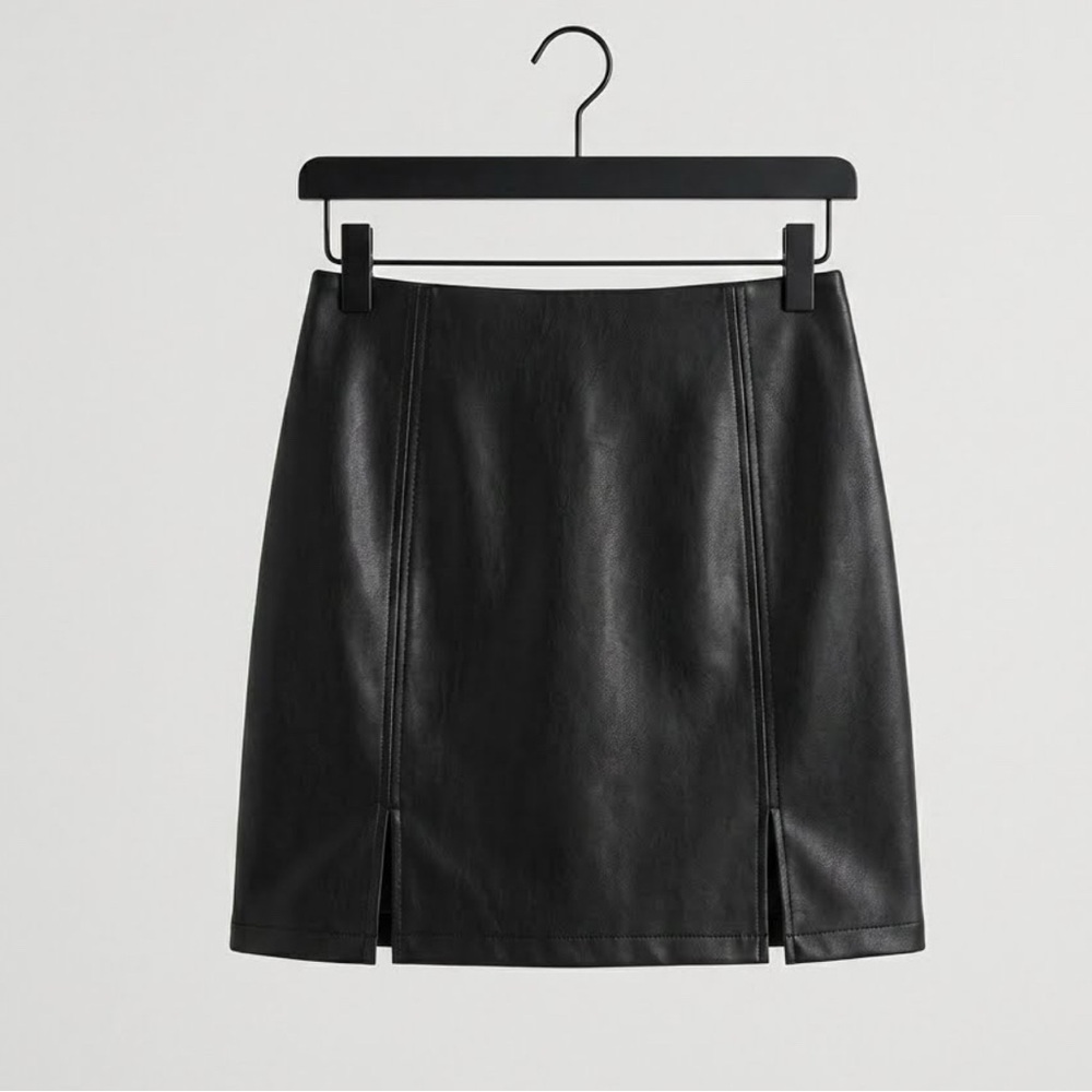 Black Faux Leather Mini Skirt